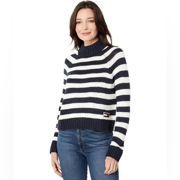 NWT Tommy Jeans Ribbed Trim striped pullover sweater - Picture 3 of 3